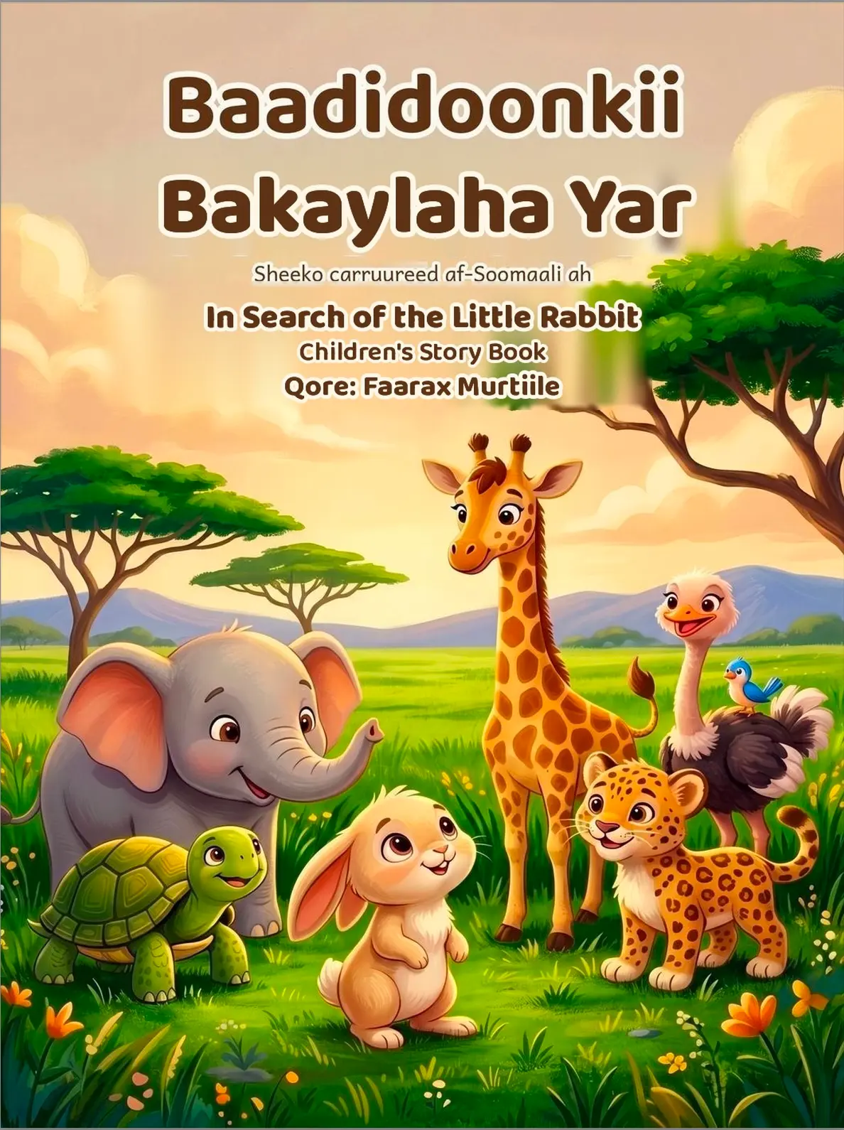 Cover of Baadidoonkii Bakaylaha Yar showing savanna animals in green grass
